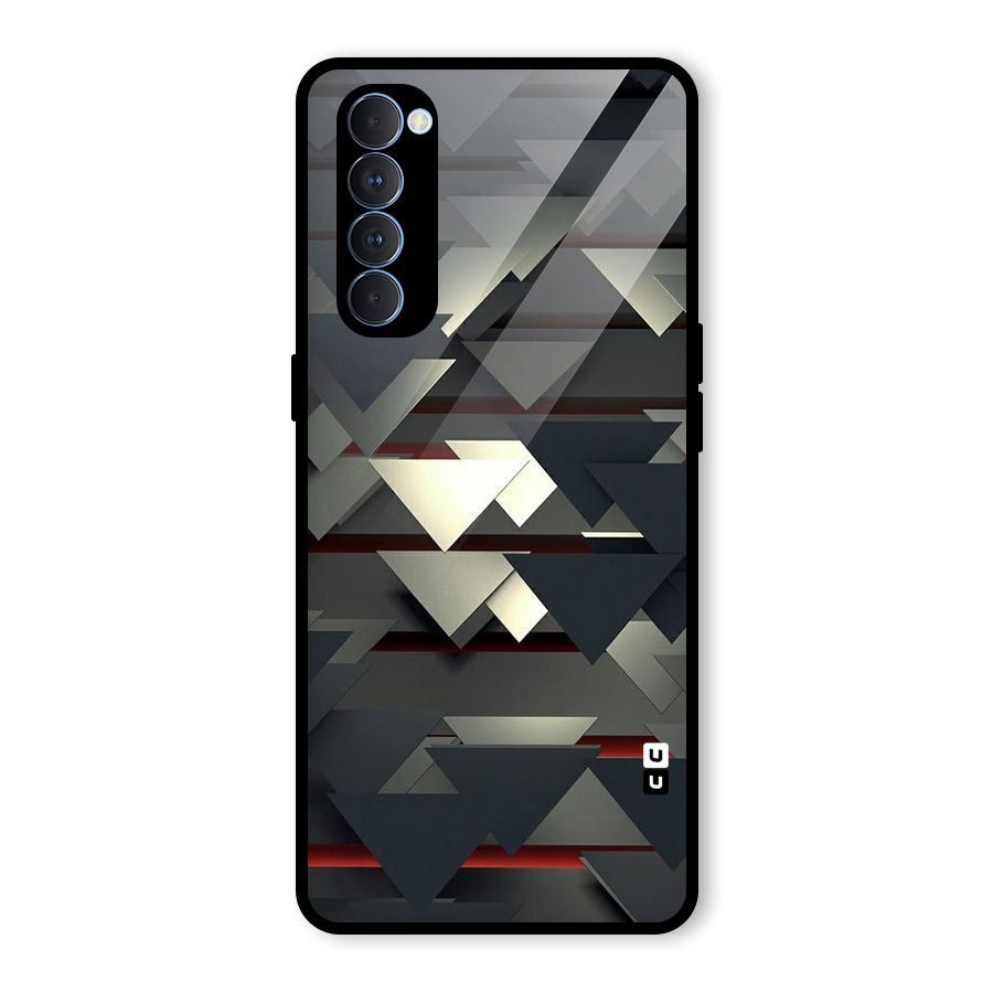 Classic Triangles Design Glass Back Case for Oppo Reno4 Pro