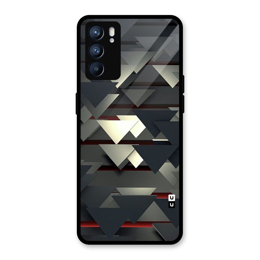Classic Triangles Design Glass Back Case for Oppo Reno6 5G