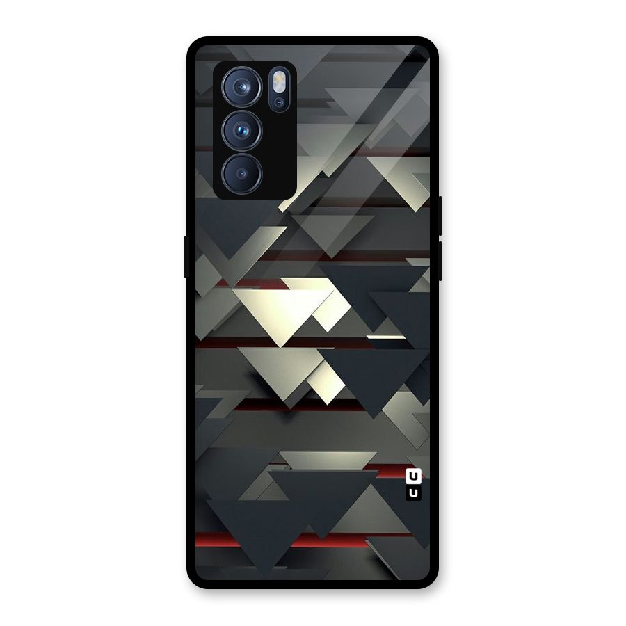 Classic Triangles Design Glass Back Case for Oppo Reno6 Pro 5G
