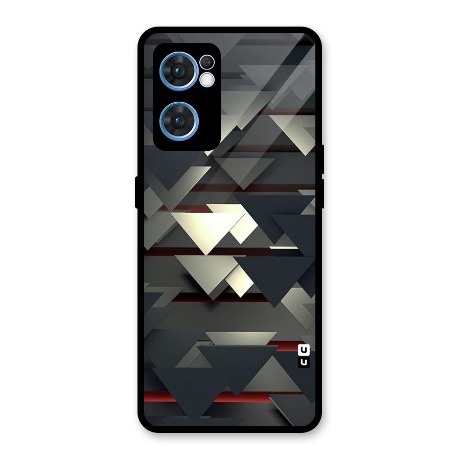 Classic Triangles Design Glass Back Case for Oppo Reno7 5G