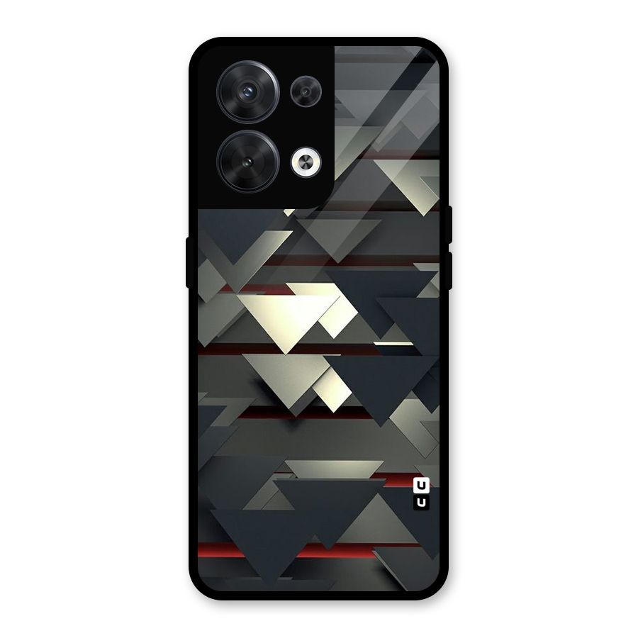 Classic Triangles Design Glass Back Case for Oppo Reno8 5G