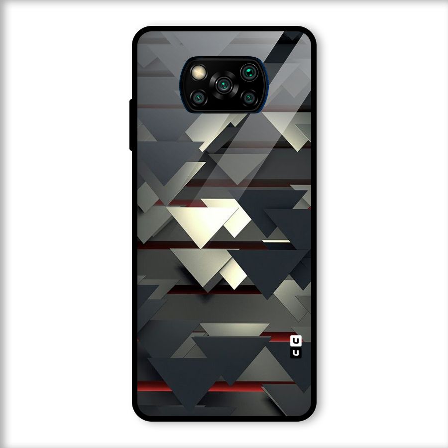Classic Triangles Design Glass Back Case for Poco X3
