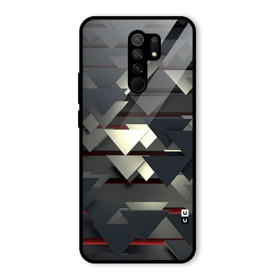 Classic Triangles Design Glass Back Case for Redmi 9 Prime
