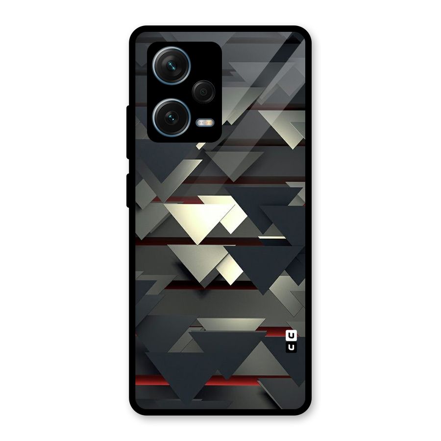 Classic Triangles Design Glass Back Case for Redmi Note 12 Pro Plus 5G
