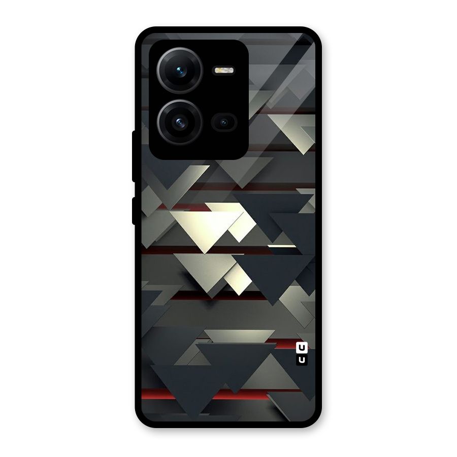 Classic Triangles Design Glass Back Case for Vivo V25