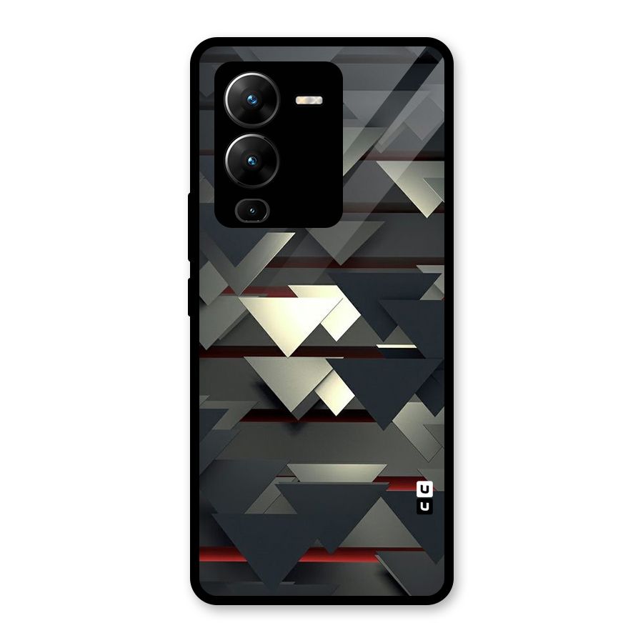 Classic Triangles Design Glass Back Case for Vivo V25 Pro