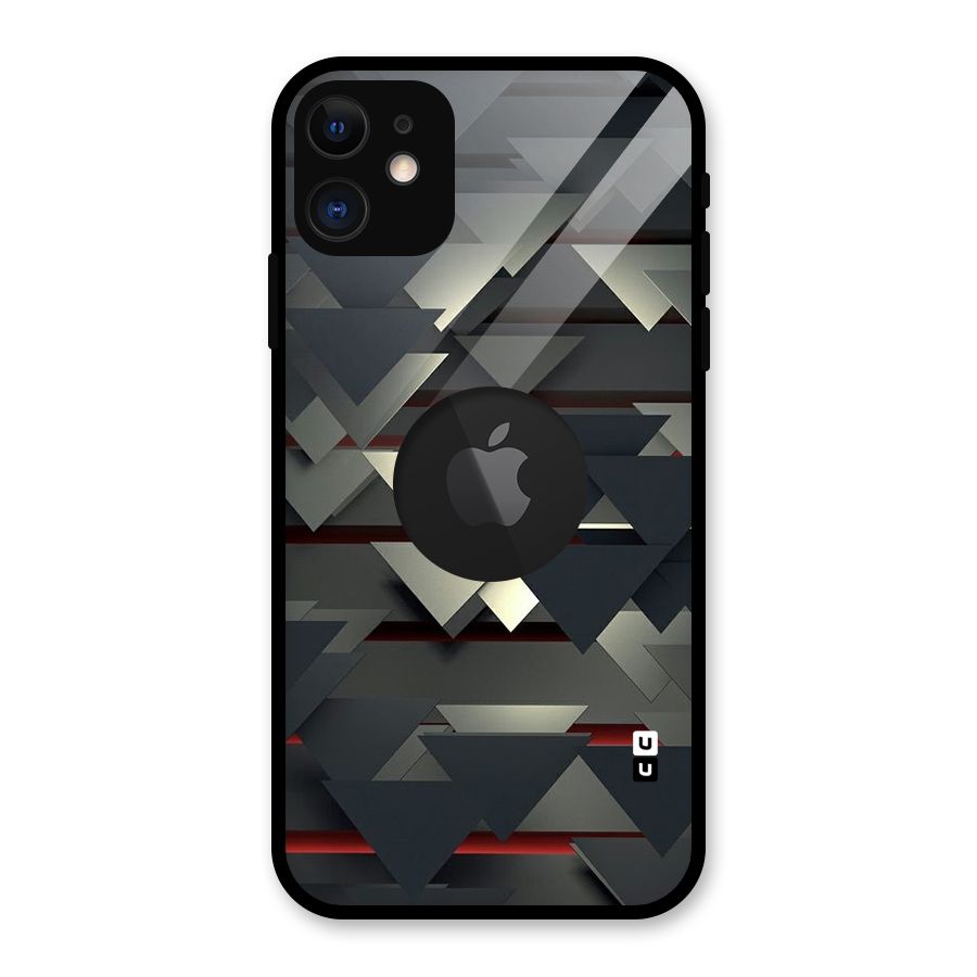 Classic Triangles Design Glass Back Case for iPhone 11 Logo Cut