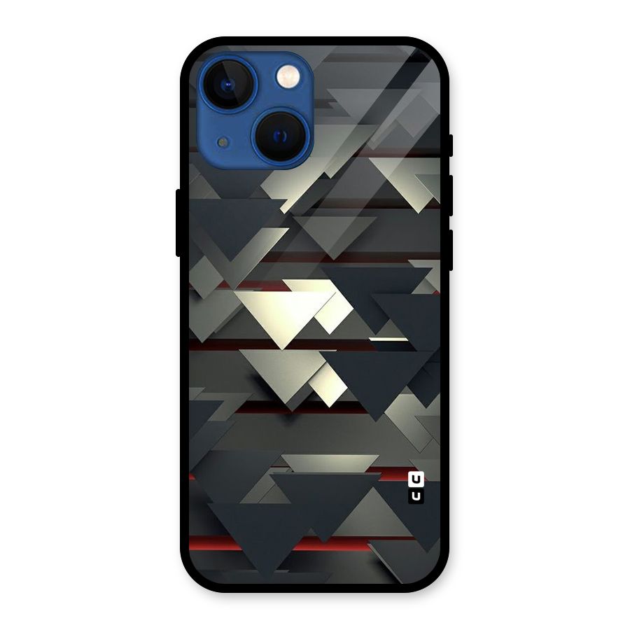 Classic Triangles Design Glass Back Case for iPhone 13 Mini