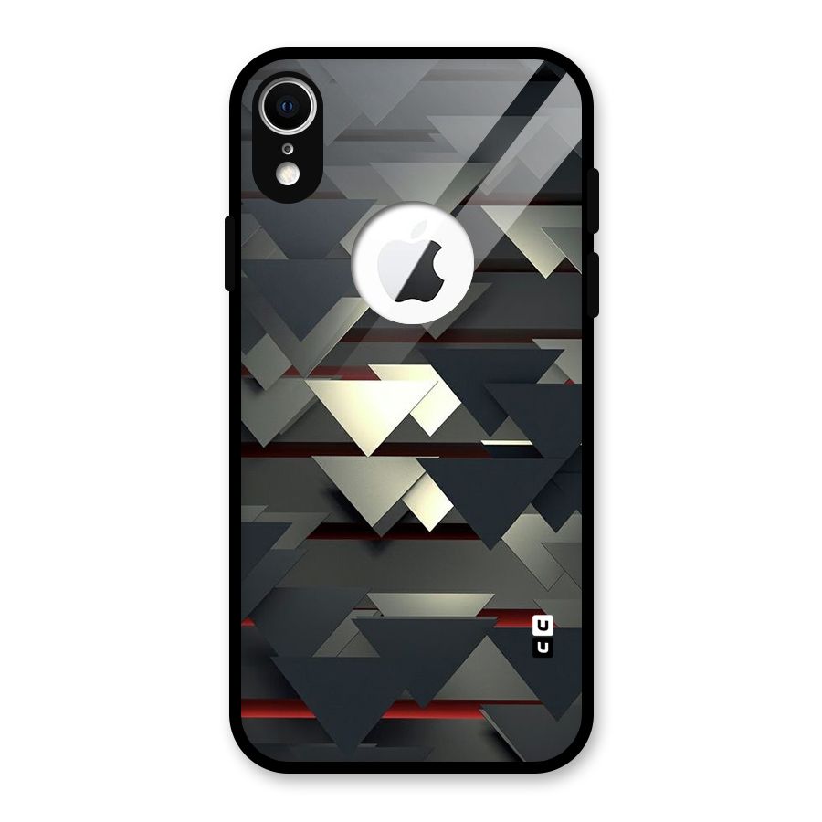 Classic Triangles Design Glass Back Case for iPhone XR Logo Cut
