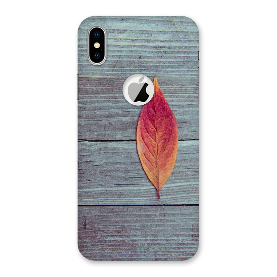Classic Wood Leaf Back Case for iPhone XS Logo Cut