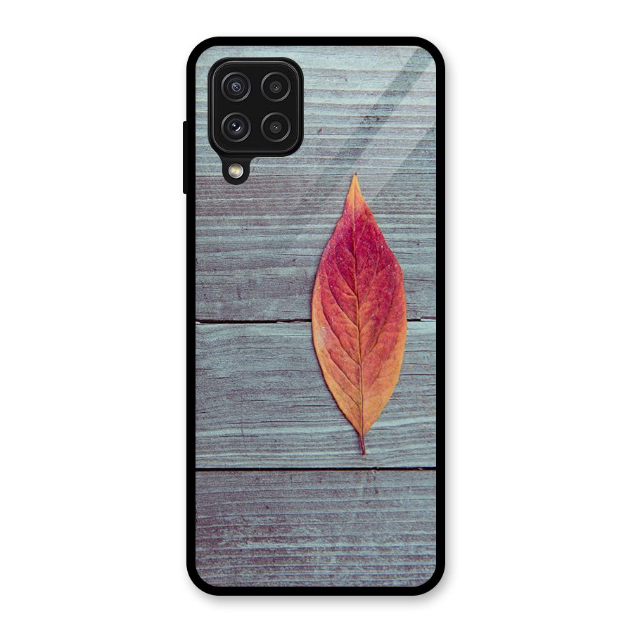 Classic Wood Leaf Glass Back Case for Galaxy A22 4G