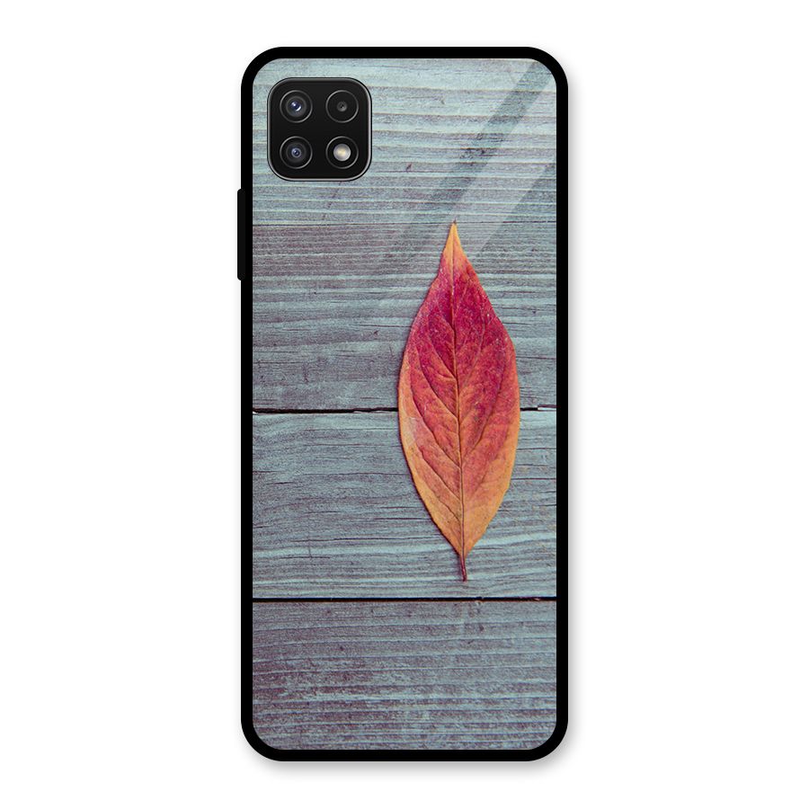 Classic Wood Leaf Glass Back Case for Galaxy A22 5G