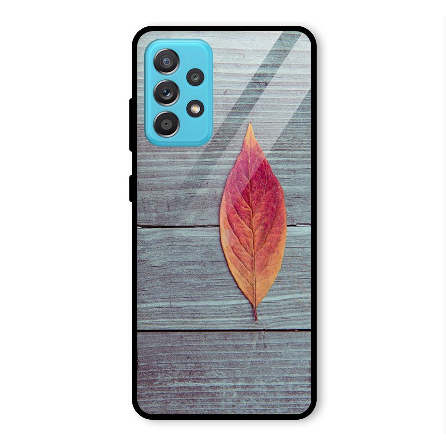 Classic Wood Leaf Glass Back Case for Galaxy A52s 5G
