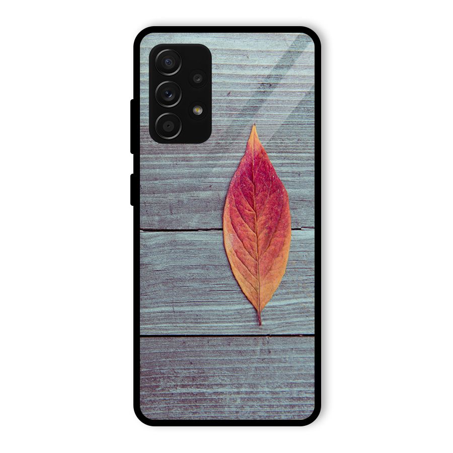 Classic Wood Leaf Glass Back Case for Galaxy A53 5G