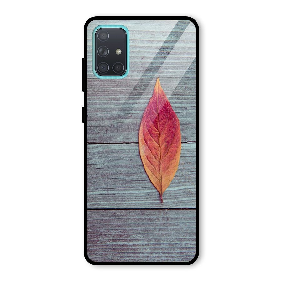 Classic Wood Leaf Glass Back Case for Galaxy A71
