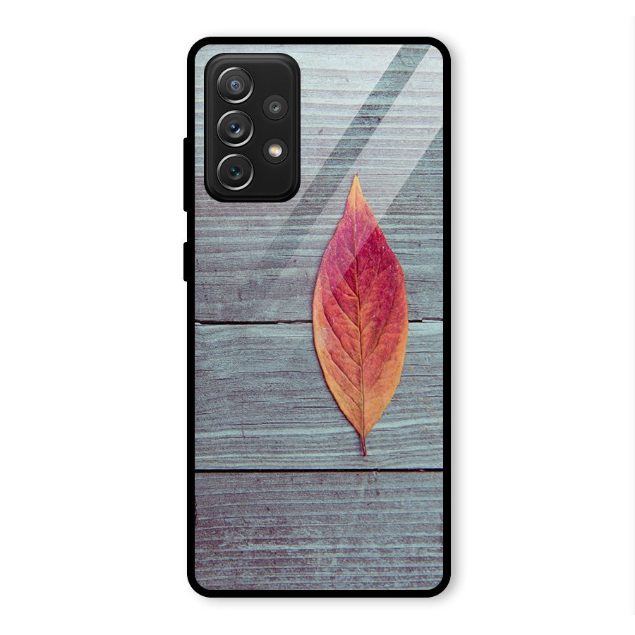 Classic Wood Leaf Glass Back Case for Galaxy A72