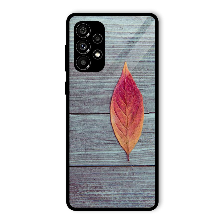 Classic Wood Leaf Glass Back Case for Galaxy A73 5G