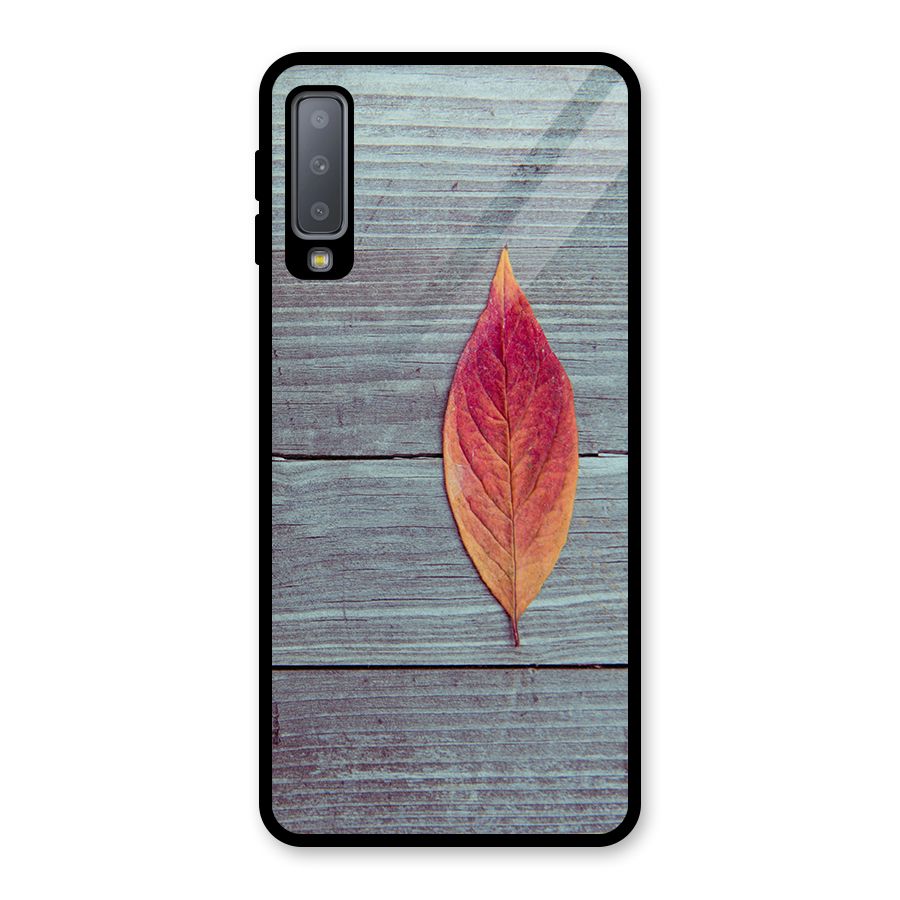 Classic Wood Leaf Glass Back Case for Galaxy A7 (2018)
