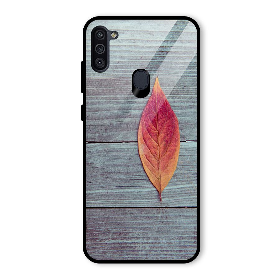 Classic Wood Leaf Glass Back Case for Galaxy M11