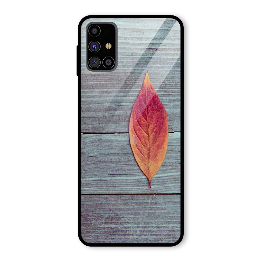 Classic Wood Leaf Glass Back Case for Galaxy M31s