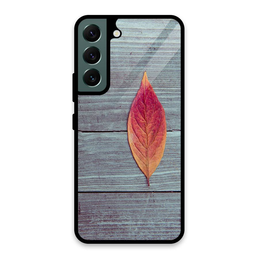 Classic Wood Leaf Glass Back Case for Galaxy S22 5G