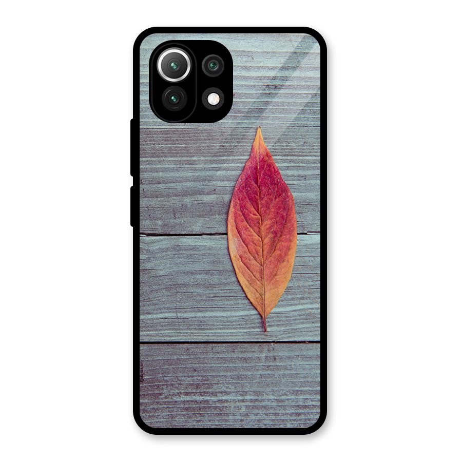 Classic Wood Leaf Glass Back Case for Mi 11 Lite NE 5G