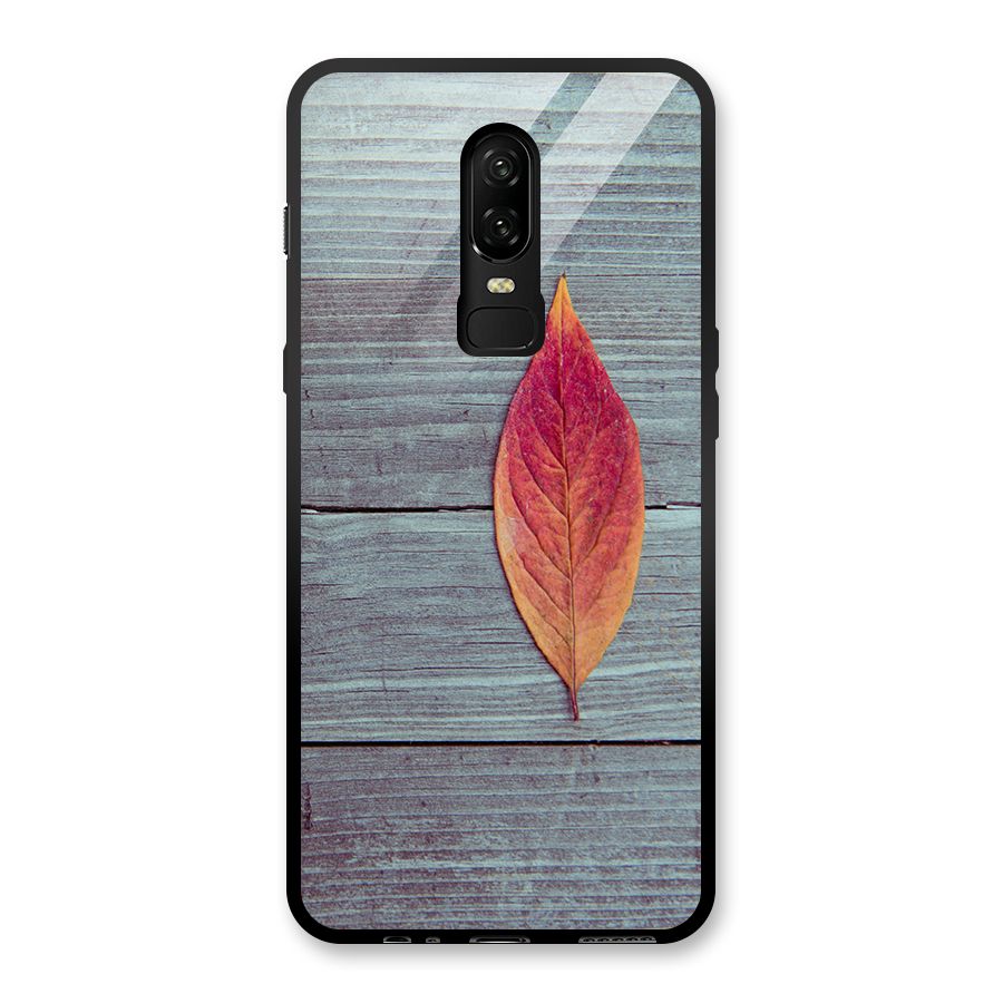 Classic Wood Leaf Glass Back Case for OnePlus 6