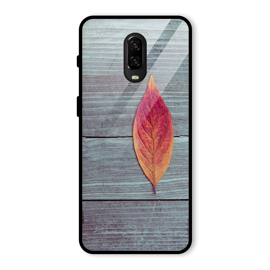 Classic Wood Leaf Glass Back Case for OnePlus 6T
