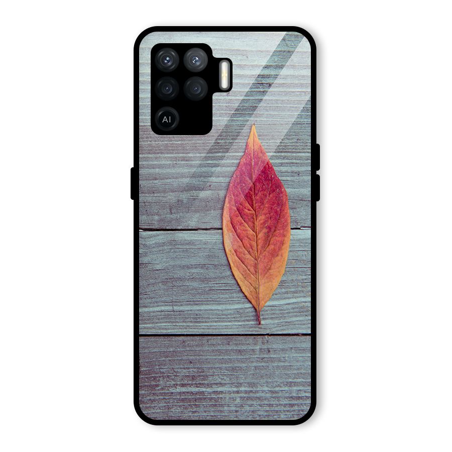 Classic Wood Leaf Glass Back Case for Oppo F19 Pro