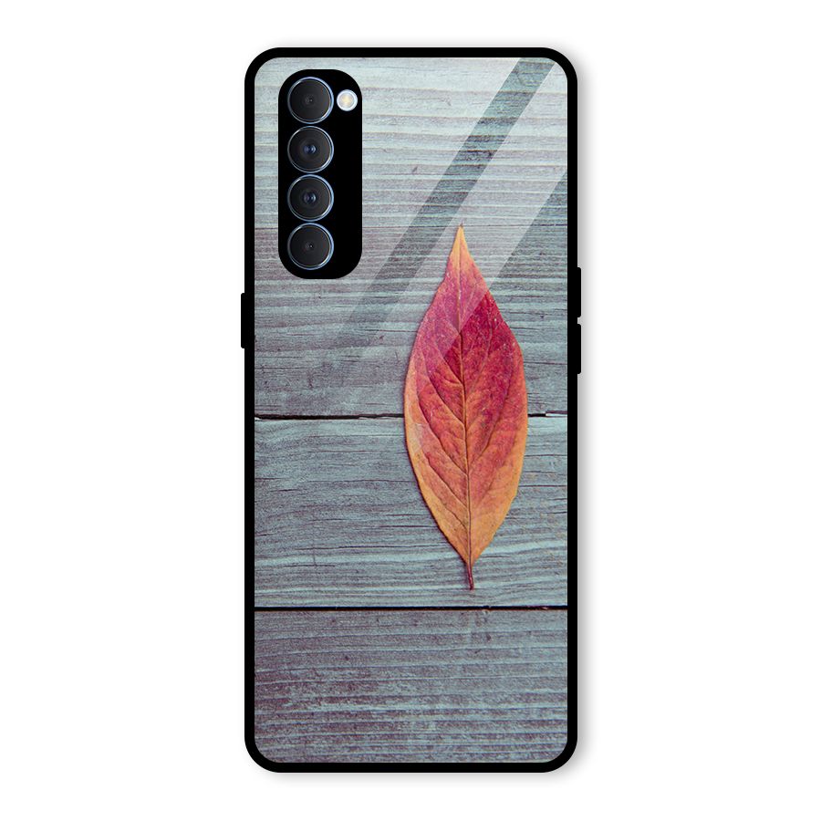 Classic Wood Leaf Glass Back Case for Oppo Reno4 Pro