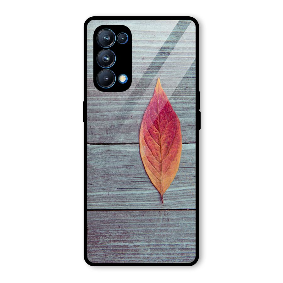 Classic Wood Leaf Glass Back Case for Oppo Reno5 Pro 5G