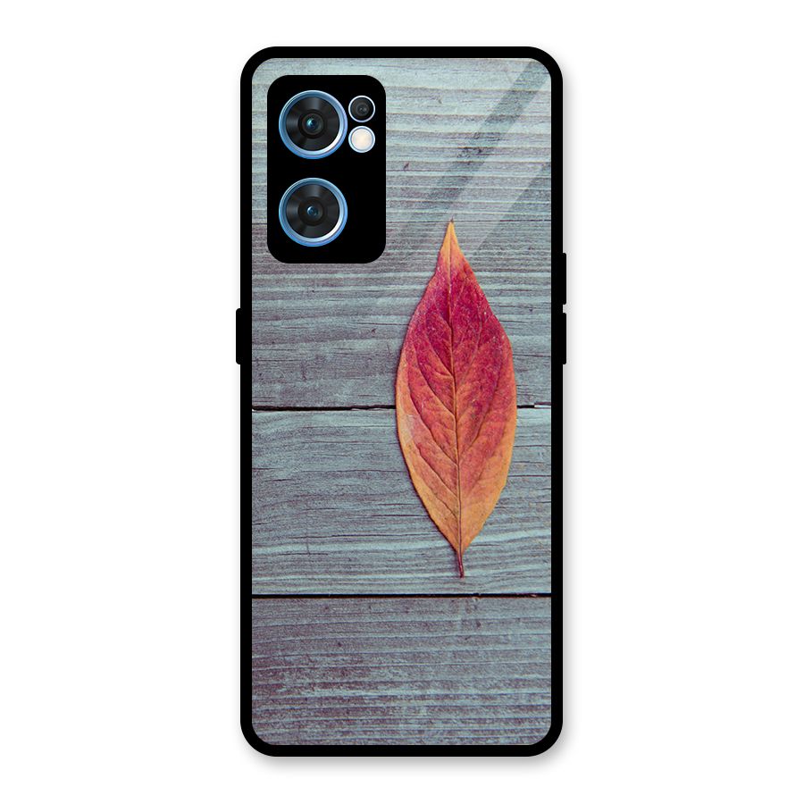 Classic Wood Leaf Glass Back Case for Oppo Reno7 5G
