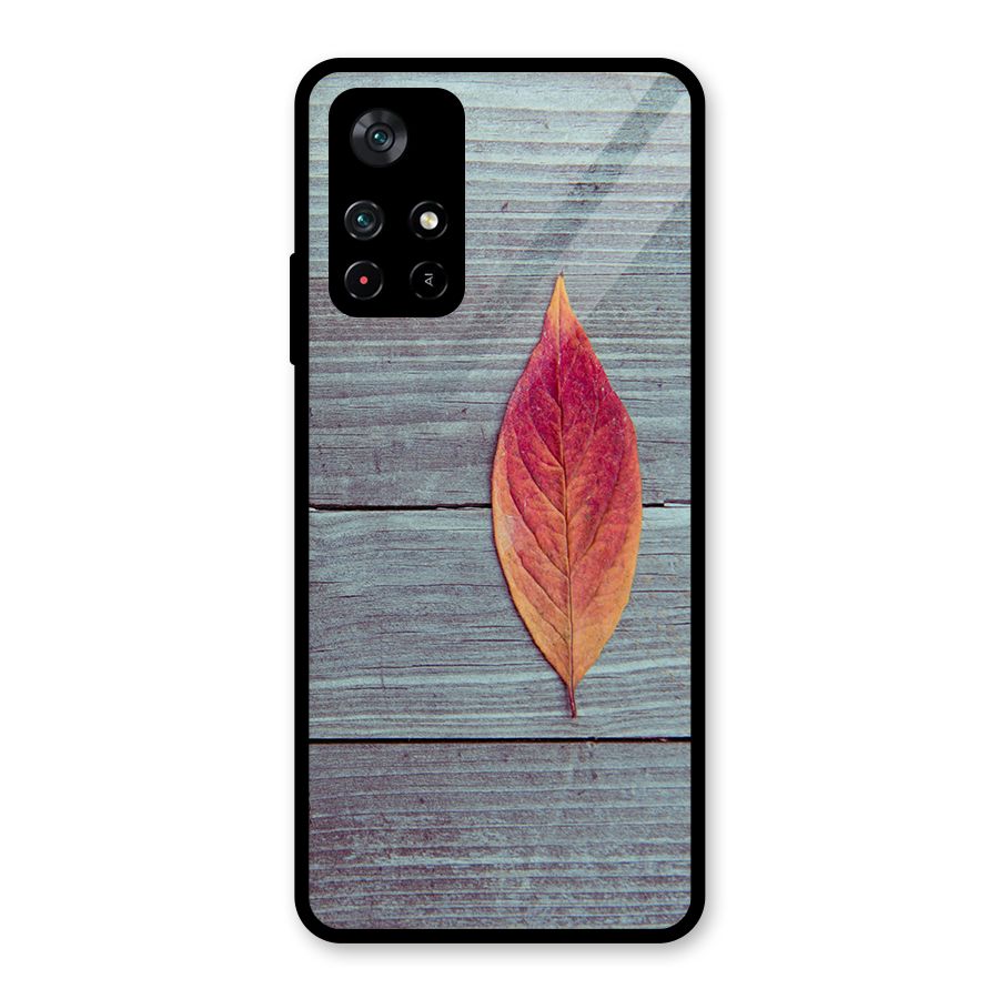 Classic Wood Leaf Glass Back Case for Poco M4 Pro 5G