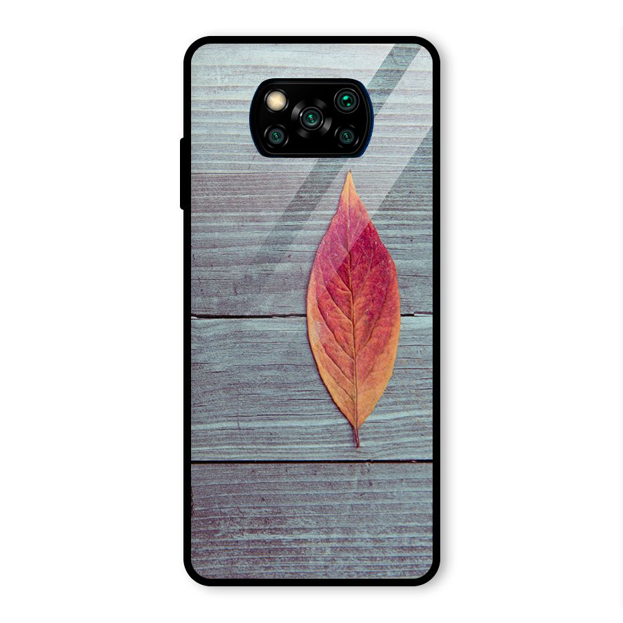 Classic Wood Leaf Glass Back Case for Poco X3 Pro