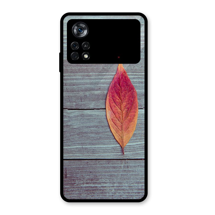 Classic Wood Leaf Glass Back Case for Poco X4 Pro 5G