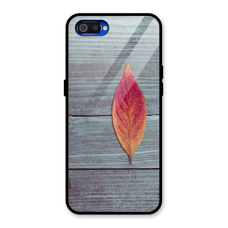 Classic Wood Leaf Glass Back Case for Realme C2