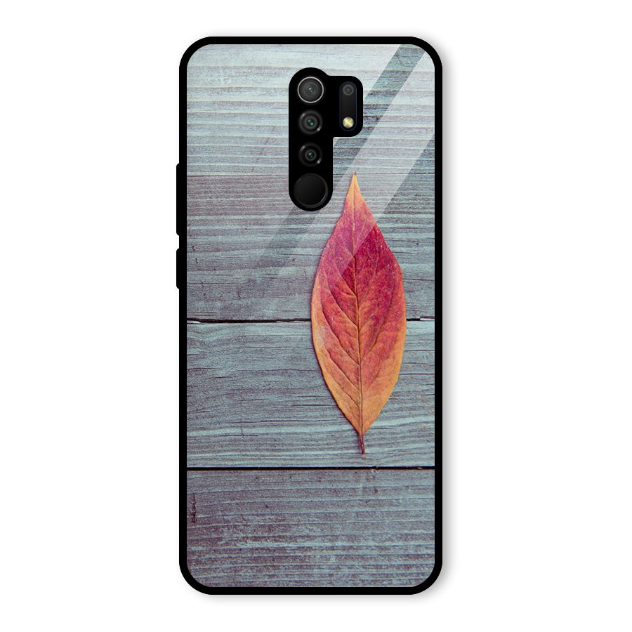Classic Wood Leaf Glass Back Case for Redmi 9 Prime
