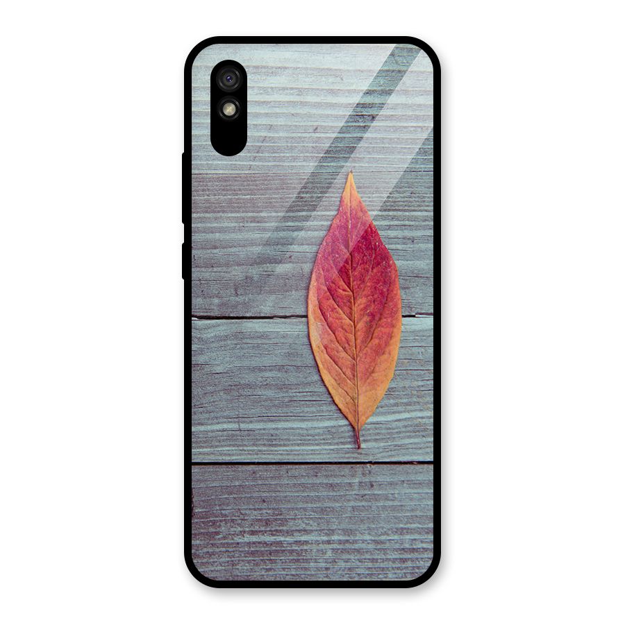 Classic Wood Leaf Glass Back Case for Redmi 9i