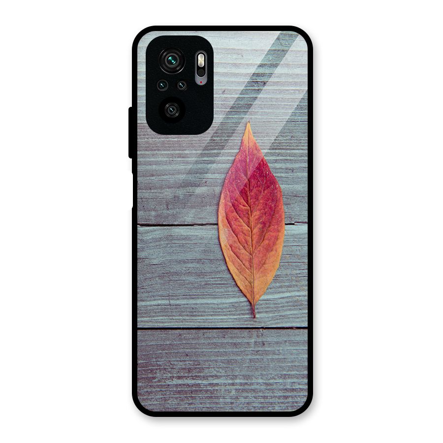 Classic Wood Leaf Glass Back Case for Redmi Note 10S