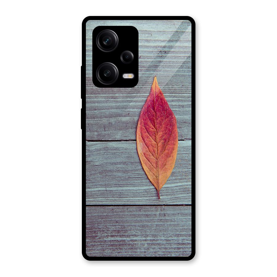 Classic Wood Leaf Glass Back Case for Redmi Note 12 Pro