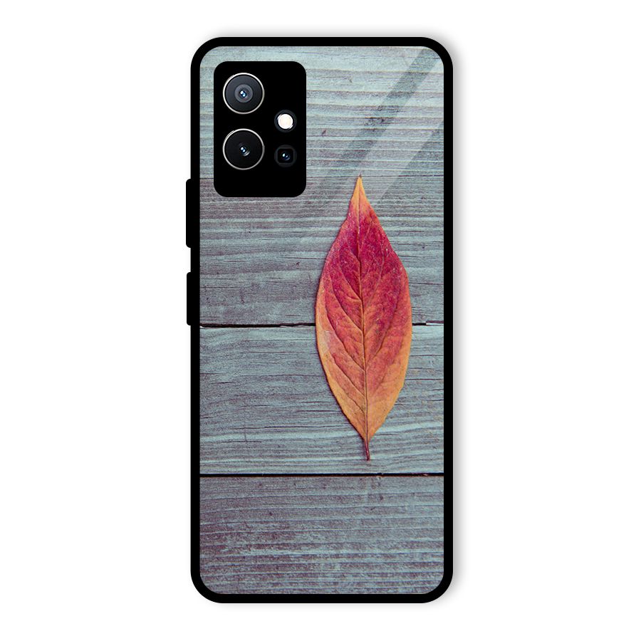 Classic Wood Leaf Glass Back Case for Vivo T1 5G