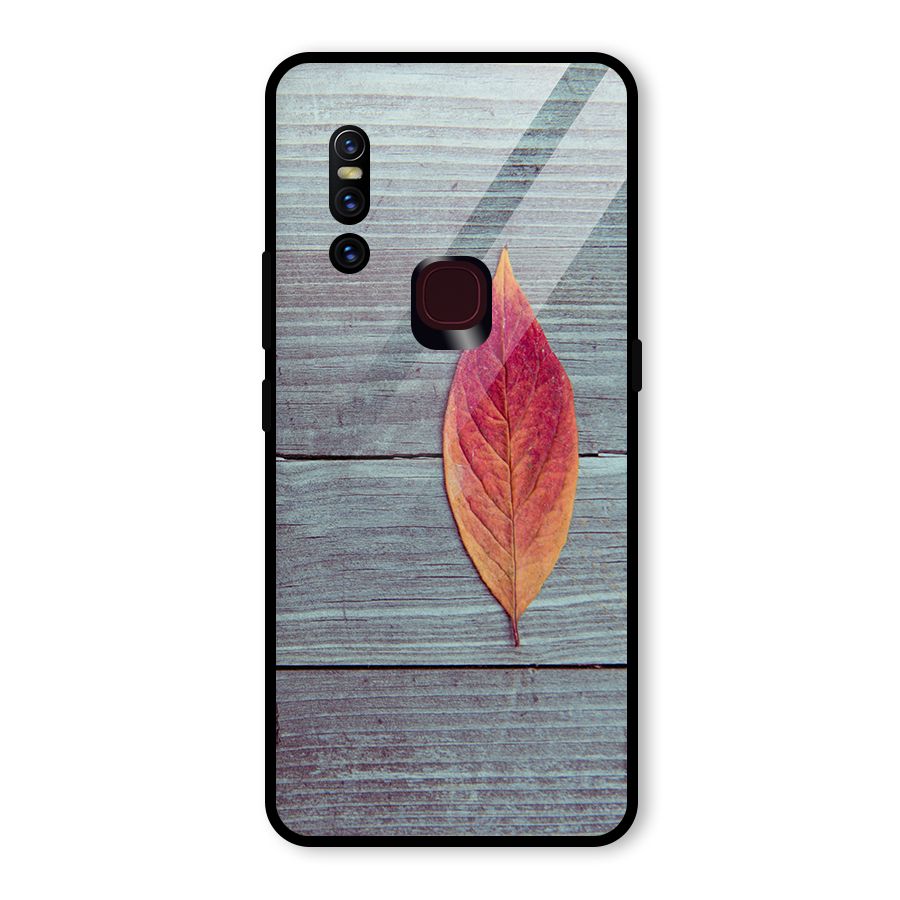 Classic Wood Leaf Glass Back Case for Vivo V15