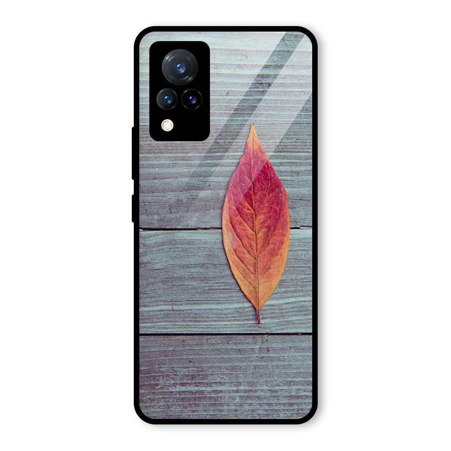 Classic Wood Leaf Glass Back Case for Vivo V21 5G