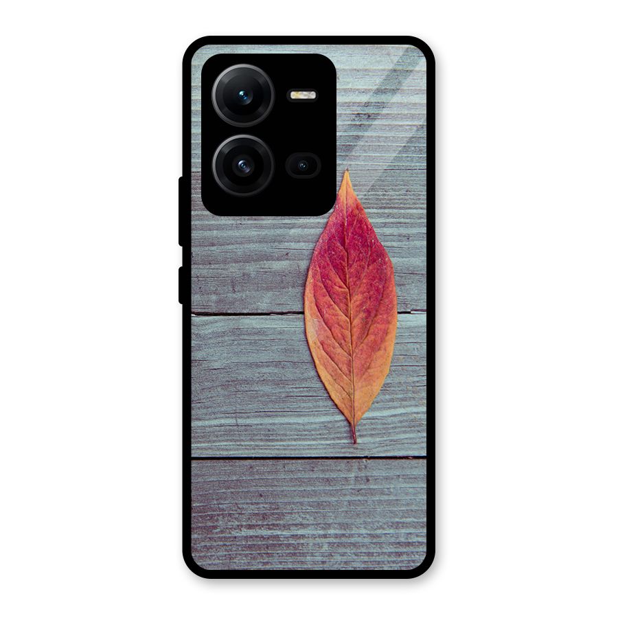 Classic Wood Leaf Glass Back Case for Vivo V25