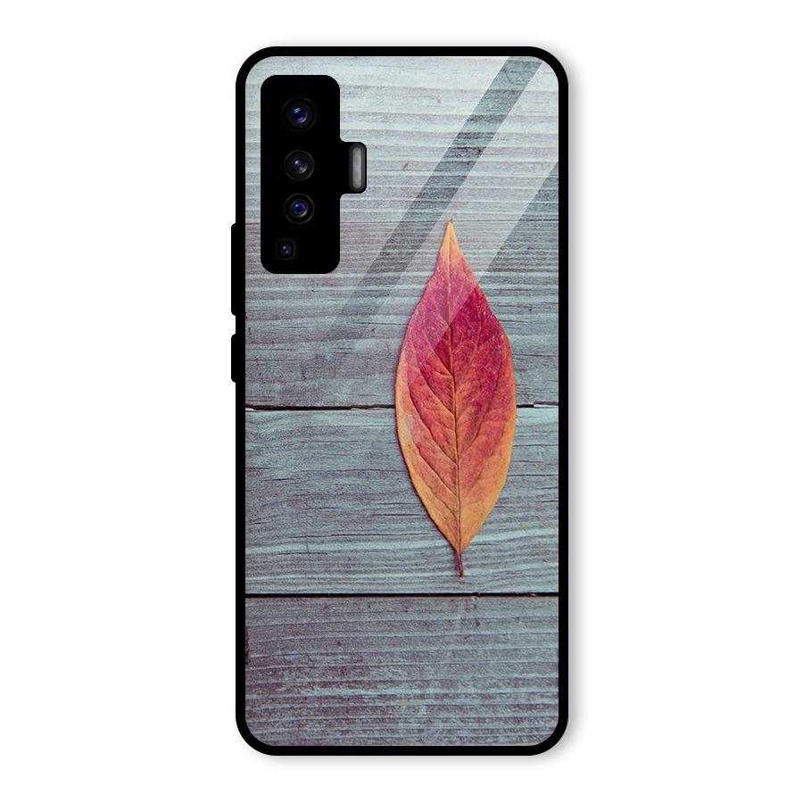Classic Wood Leaf Glass Back Case for Vivo X50