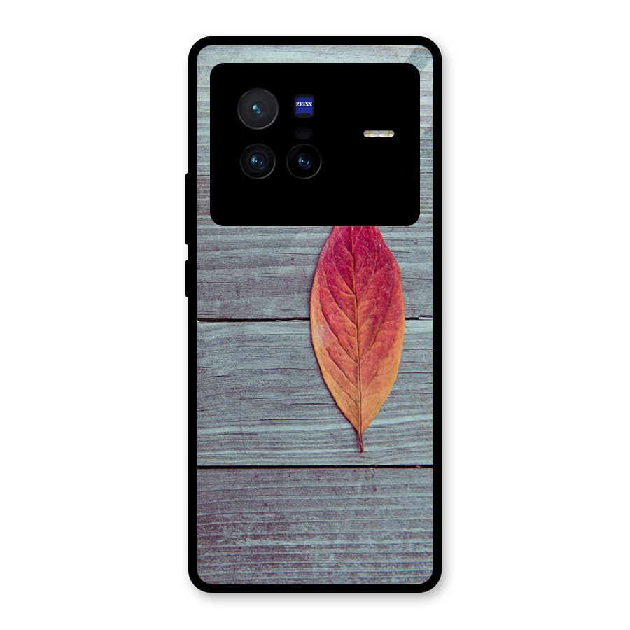 Classic Wood Leaf Glass Back Case for Vivo X80