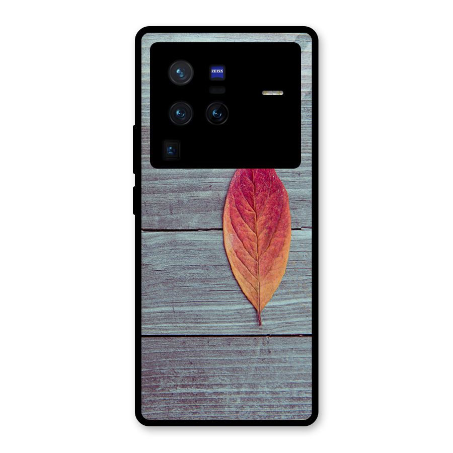 Classic Wood Leaf Glass Back Case for Vivo X80 Pro