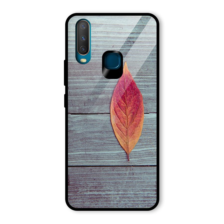Classic Wood Leaf Glass Back Case for Vivo Y12