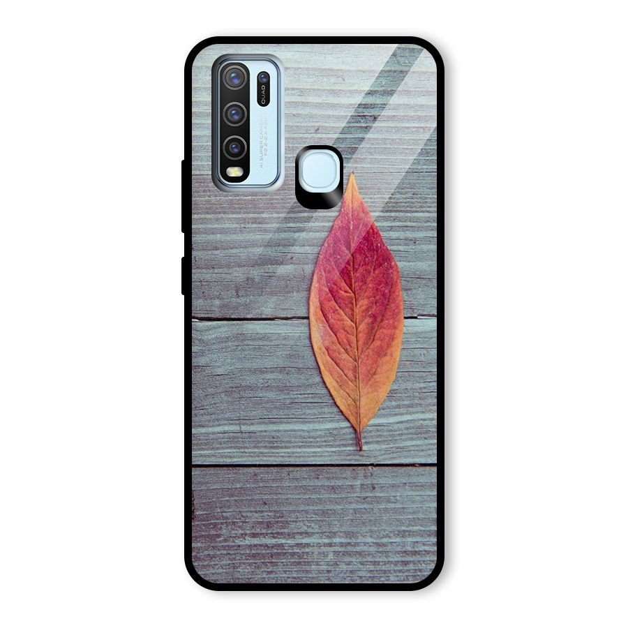 Classic Wood Leaf Glass Back Case for Vivo Y50