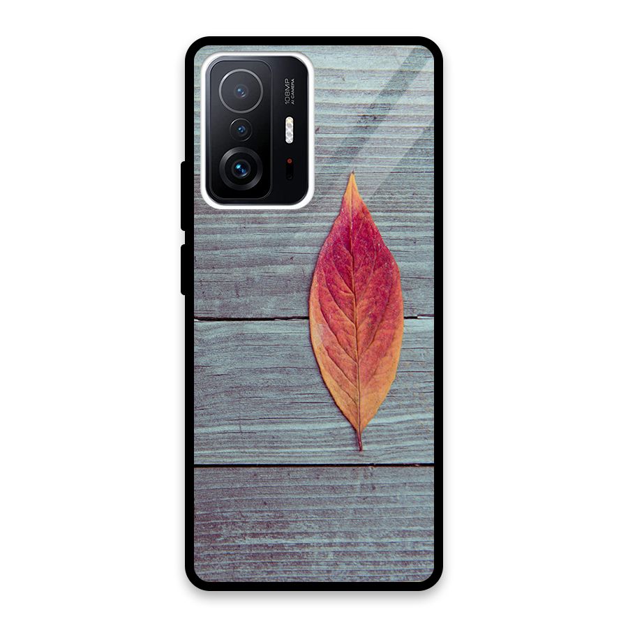 Classic Wood Leaf Glass Back Case for Xiaomi 11T Pro